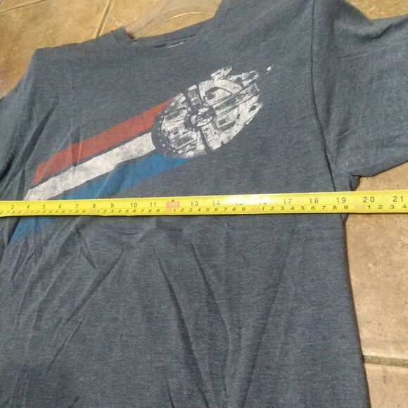 Star Wars T-Shirt Millennium Falcon Starship Men's Large Graphic Tee Blue - Picture 6 of 6